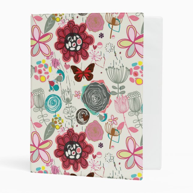 Floral pattern in retro style 5 mini binder (Front/Inside)