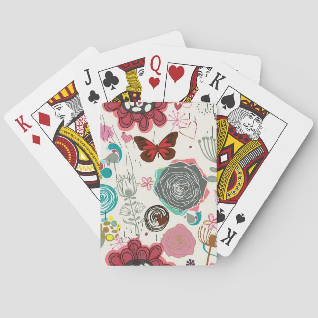 Floral pattern in retro style 5 poker cards (Back)
