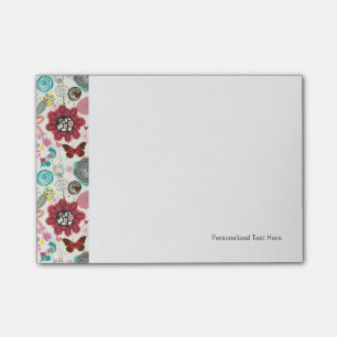 Floral pattern in retro style 5 post-it notes