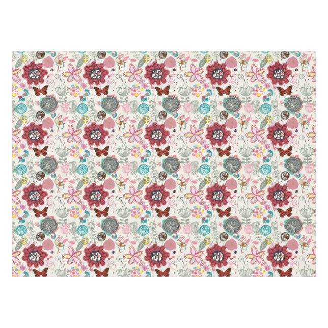 Floral pattern in retro style 5 tablecloth (Front (Horizontal))