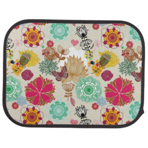 Floral pattern in retro style car mat