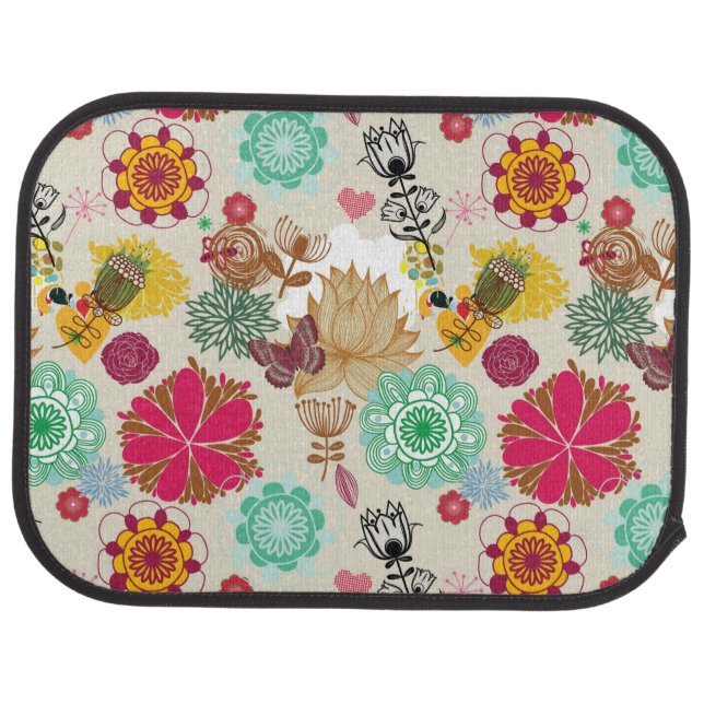 Floral pattern in retro style car mat (Rear)