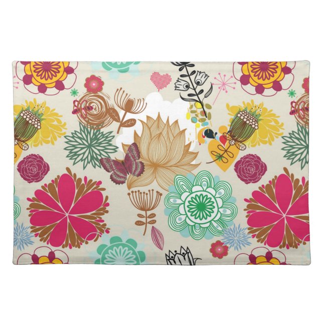 Floral pattern in retro style cloth placemat (Front)