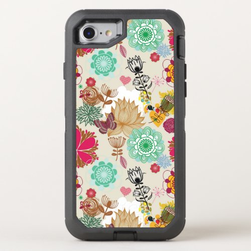 Floral pattern in retro style OtterBox defender iPhone SE87 case