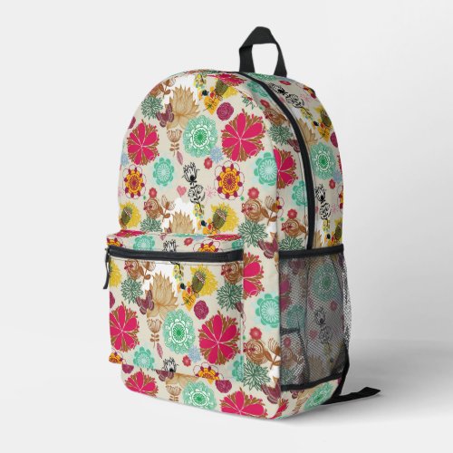 Floral pattern in retro style printed backpack