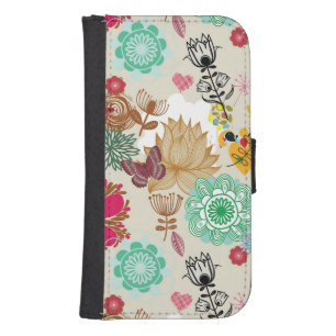 Floral pattern in retro style samsung s4 wallet case