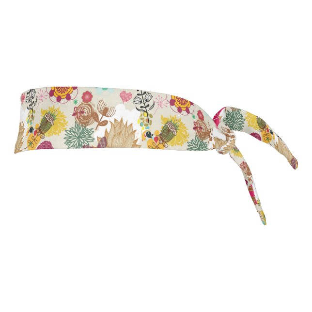 Floral pattern in retro style tie headband (Rotate 90)