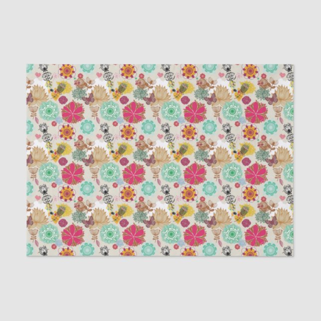 Floral pattern in retro style tissue paper (Front)