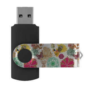 Floral pattern in retro style USB flash drive