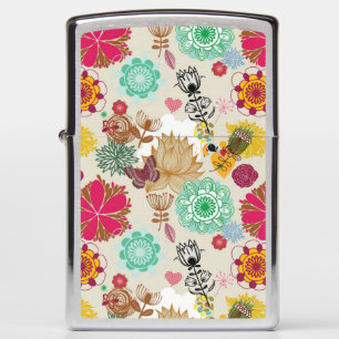 Floral pattern in retro style zippo lighter