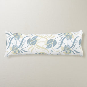 Floral Pattern in Slate Blue Body Pillow