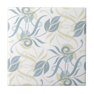 Floral Pattern in Slate Blue  Ceramic Tile