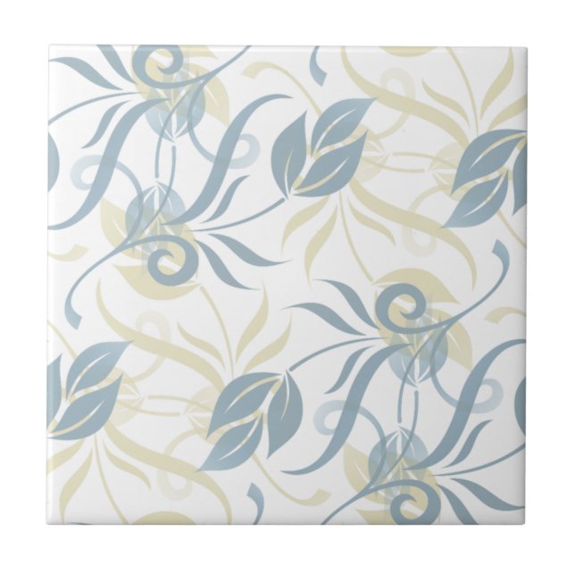 Floral Pattern in Slate Blue  Ceramic Tile (Front)