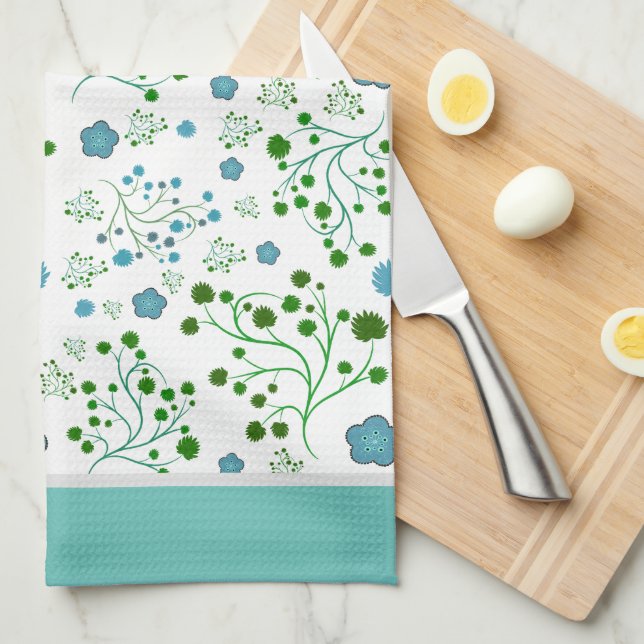 Floral pattern kitchen towel (Quarter Fold)