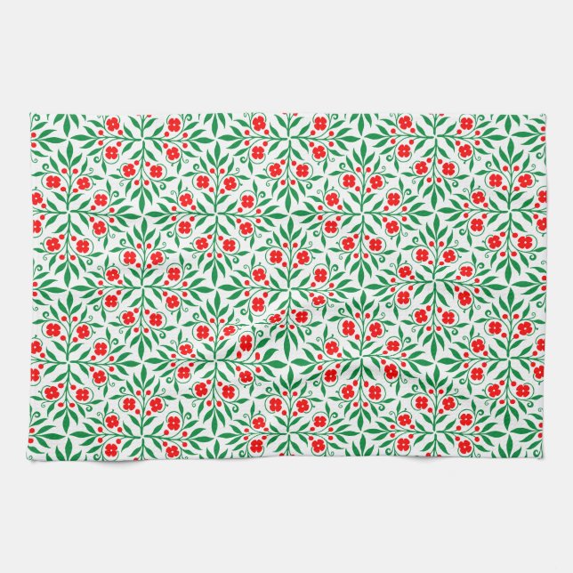 Floral pattern kitchen towel (Horizontal)