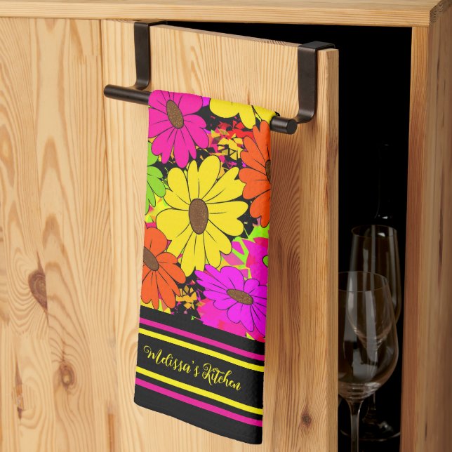 Floral pattern kitchen towel (Thirds Fold)