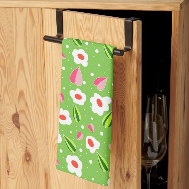Floral pattern kitchen towel (Thirds Fold)
