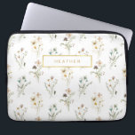 Floral Pattern Laptop Sleeve<br><div class="desc">Elegant & Stylish,  this floral pattern laptop case features beautiful hand-painted watercolor blush pink,  dusty blue,  spring yellow,  and sage green delicate pressed vintage wildflowers with gold text and faux gold foil frame.</div>