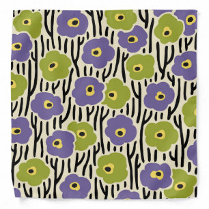 Floral Pattern Lavender and Olive Green Bandana