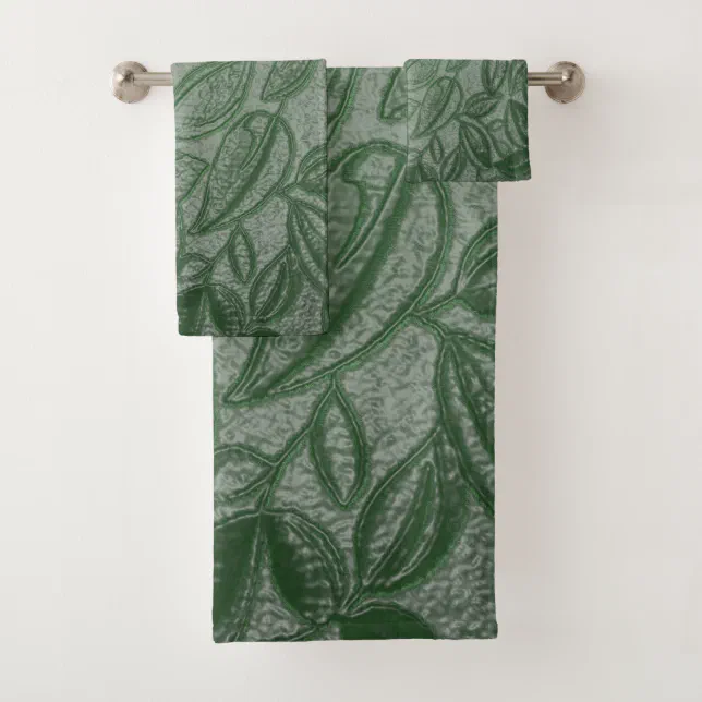 floral pattern, love nature, green bath towel set | Zazzle
