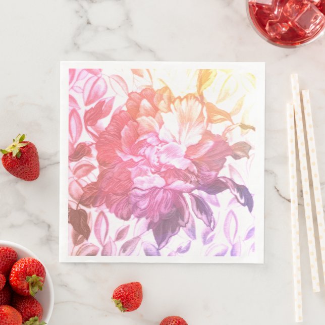 floral pattern, love nature, pink paper dinner napkins (Insitu)