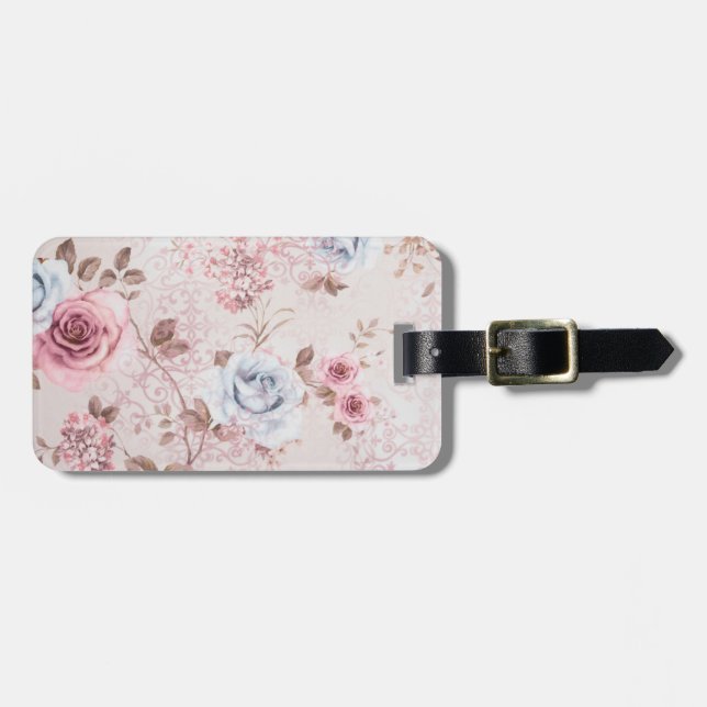 Floral pattern luggage tag (Front Horizontal)