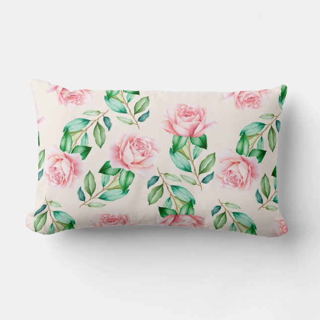 Floral Pattern Lumbar Pillow (Front)
