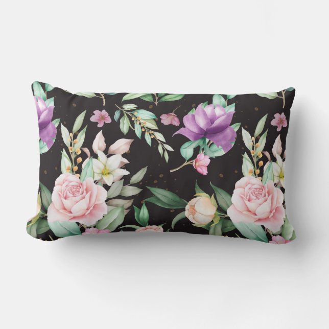 Floral Pattern Lumbar Pillow (Front)