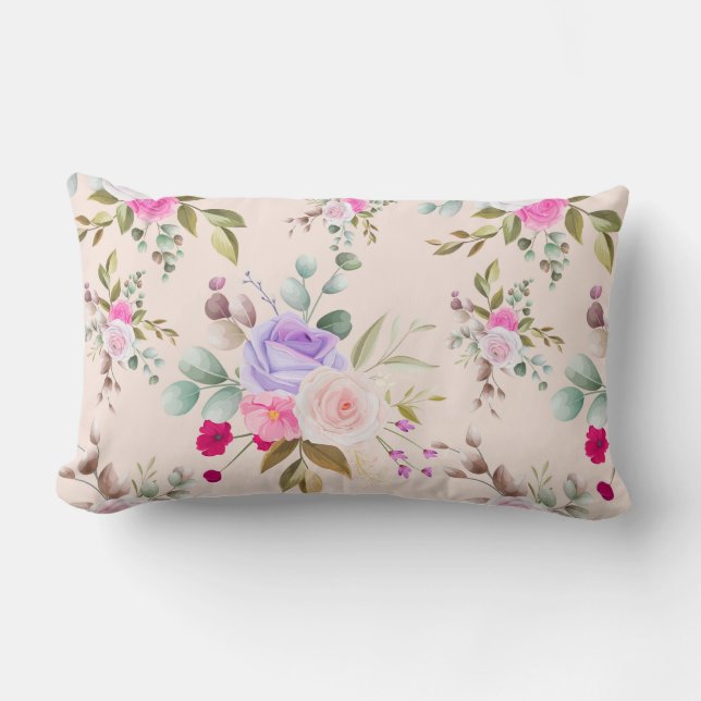 Floral Pattern Lumbar Pillow (Front)