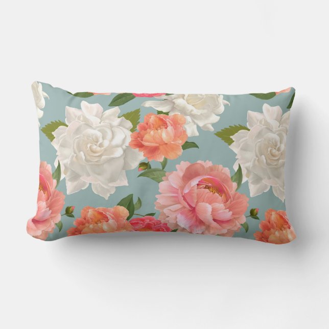 Floral Pattern Lumbar Pillow (Front)
