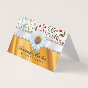 Floral Pattern Lux Gold Silk Drapery Business Card