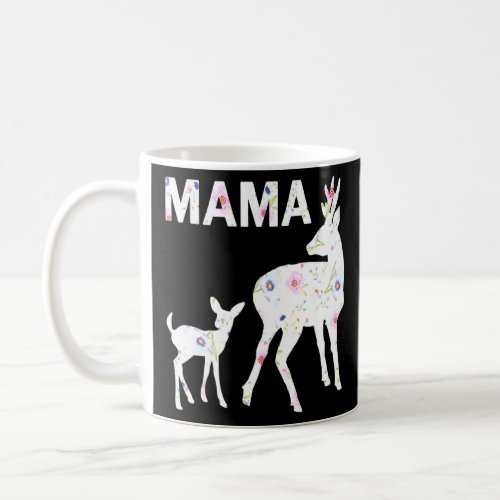 Floral Pattern Mama Fawn Doe Fitted Scoop Mothers  Coffee Mug
