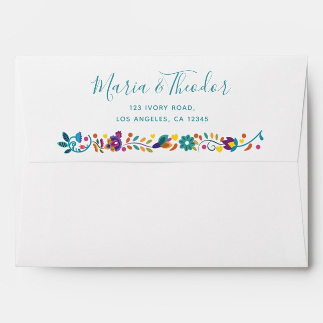 Floral Pattern Mexican Colorful Wedding Envelope (Back (Top Flap))