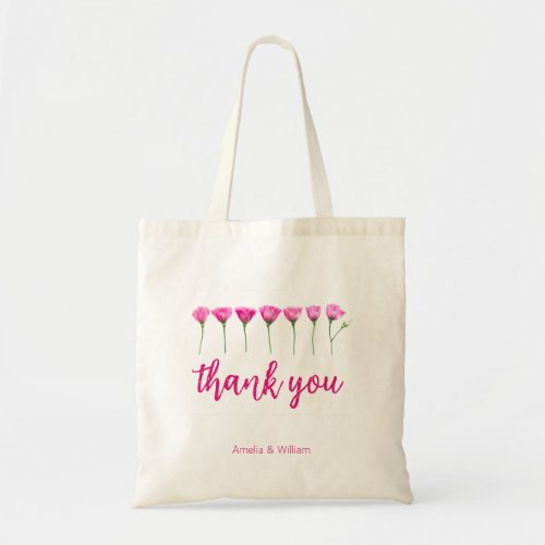 Floral pattern minimalistic thank you tote bag