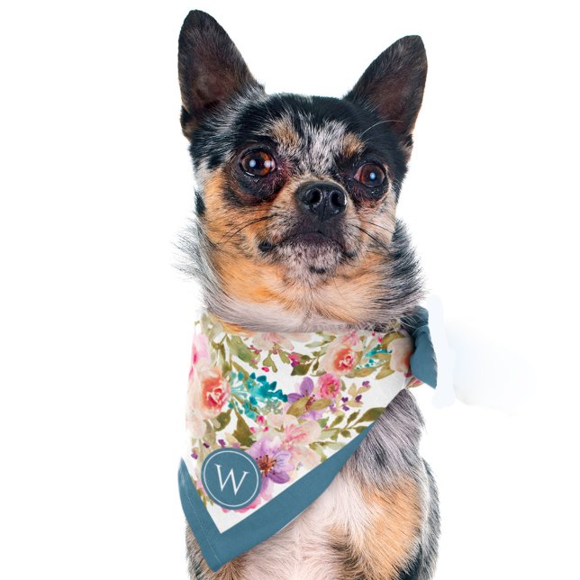 Floral Pattern Monogram Dog Bandana (Creator Uploaded)
