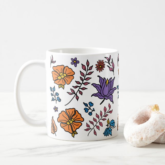 Floral Pattern Mug (With Donut)