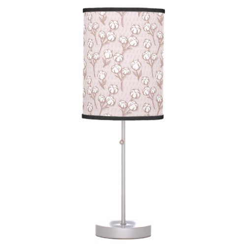 floral pattern of pink cotton inflorescences table lamp