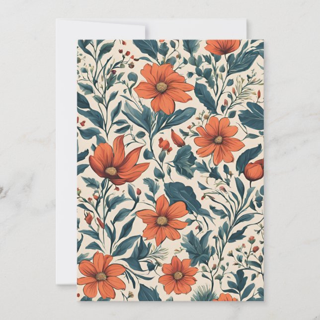 Floral Pattern of Vibrant Orange Flowers Invitation (Front)