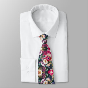 Floral pattern on a dark background neck tie