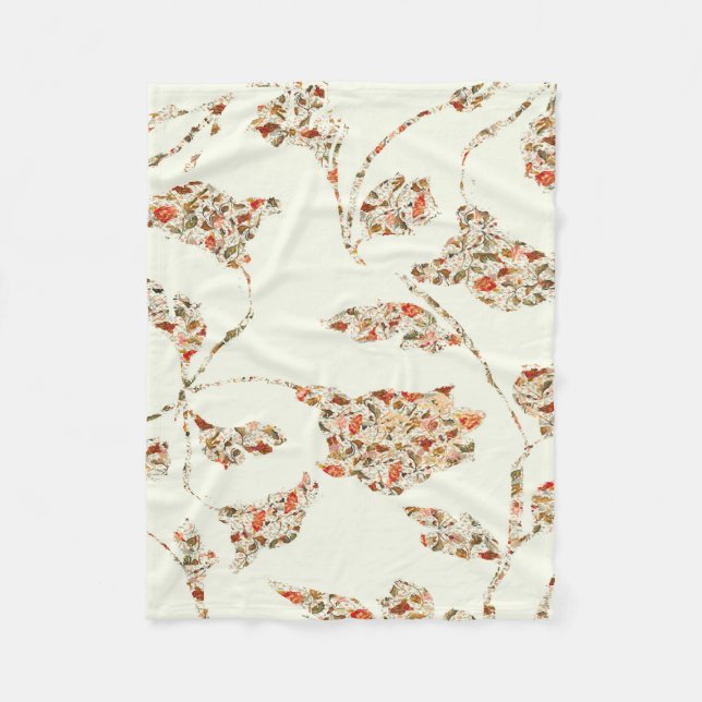 floral pattern on cream fleece blanket bywhacky (Front)