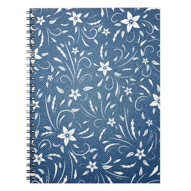 Floral pattern on denim notebook (Front)