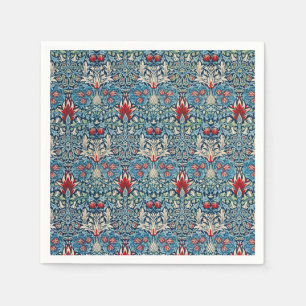 Floral pattern on green leaves blue background napkins