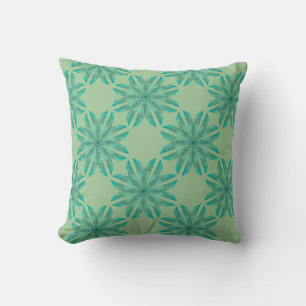 Floral pattern on mint green throw pillow