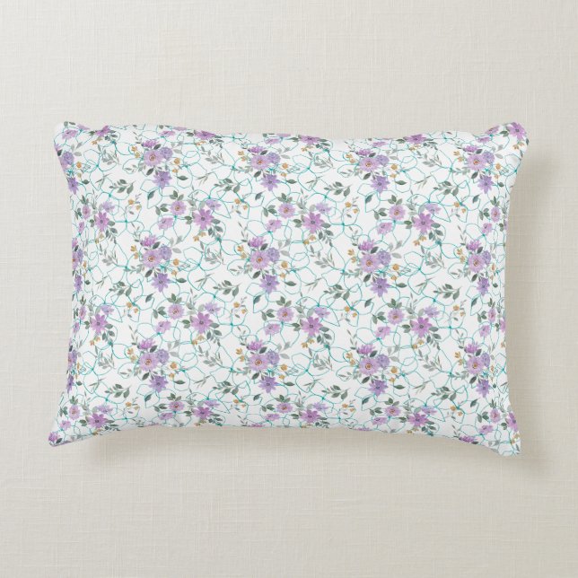 Floral Pattern on Net 01 Accent Pillow (Back)