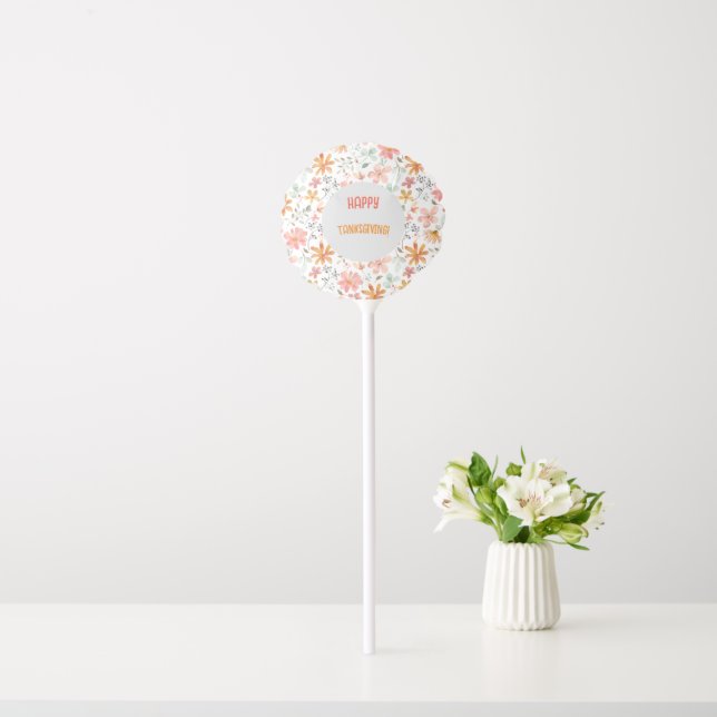 Floral pattern orange thanksgiving  balloon (In Situ)
