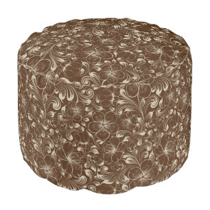 Floral Pattern Ottoman Pouf