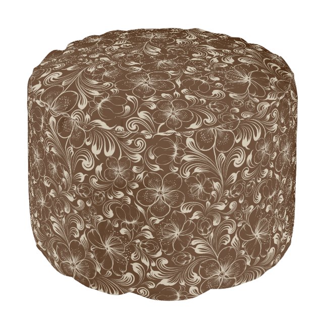 Floral Pattern Ottoman Pouf (Angled Front)