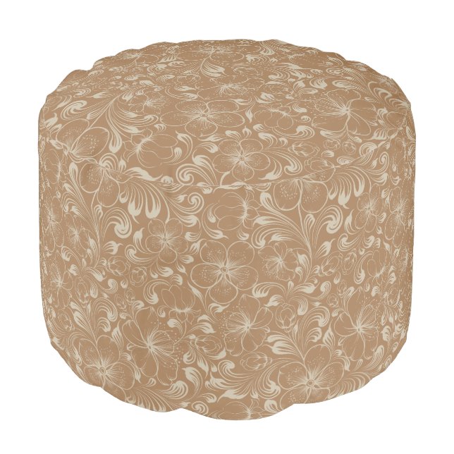 Floral Pattern Ottoman Pouf (Angled Front)
