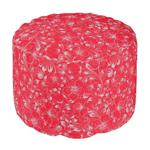 Floral Pattern Ottoman Pouf