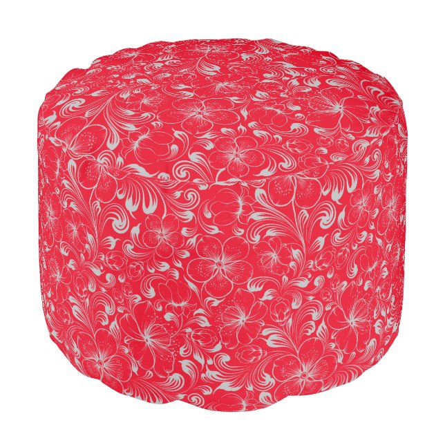 Floral Pattern Ottoman Pouf (Angled Front)